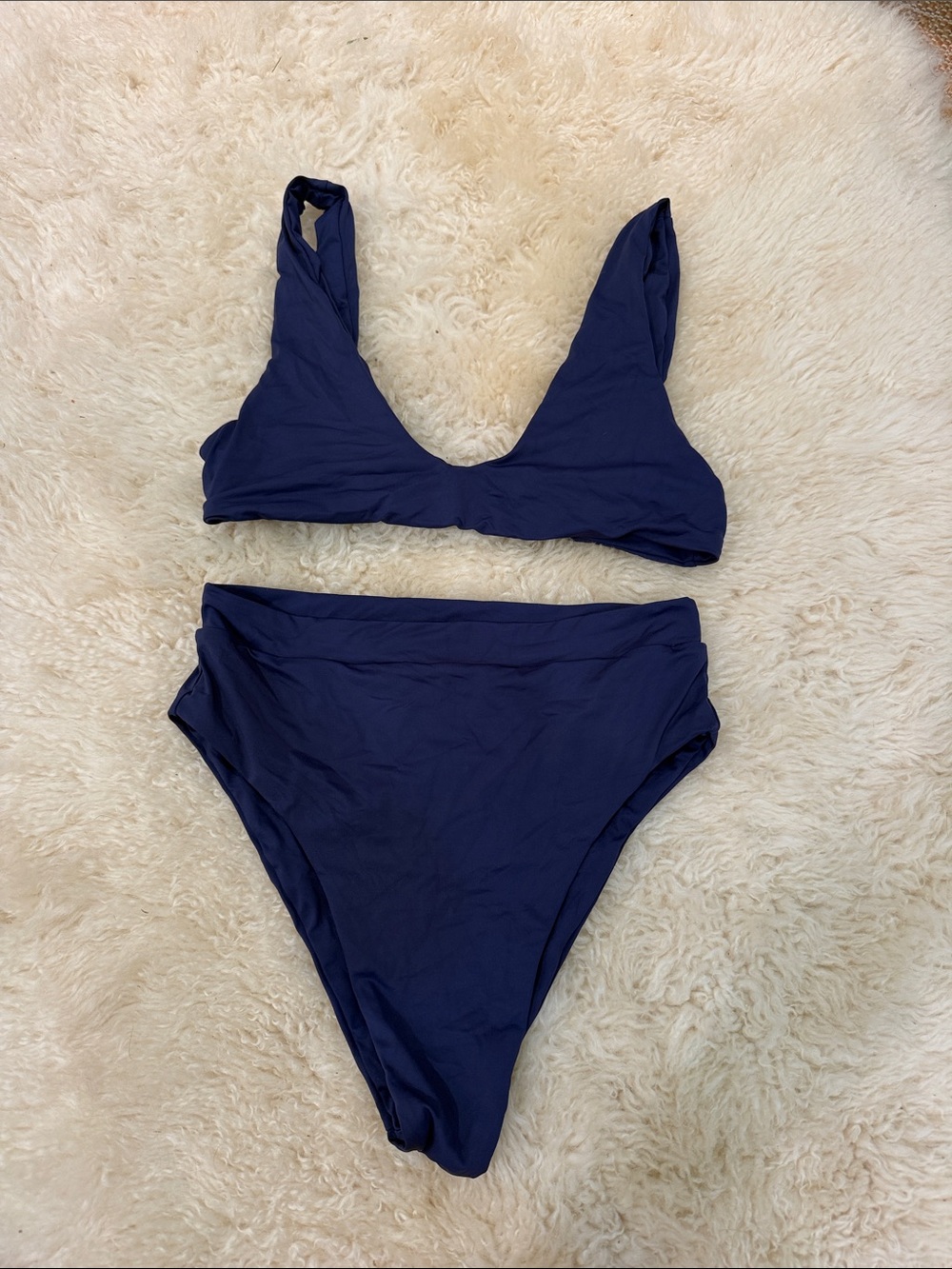 Navy Blue High-Waist Women’s Bikini Set
